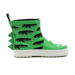 Bottes de pluie en caoutchouc 3D motif crocodile imperméables antidérapantes pour tout-petits, avec imprimé crocodile intégral et design de dos, avec languette de traction, pour garçons - Product Image 3