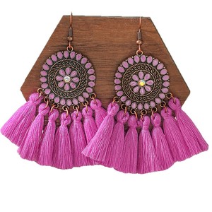 Bohemian Tassel <b>Drop</b> Earrings Alloy Antique <b>Bronze</b> Plated Women's Party Fashion Dangle Earrings - Product Image 5
