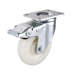 Medium Wit <span class=keywords><strong>Nylon</strong></span> Wiel Platte Bodem Hand Push Sleepkar Universeel Industrieel <span class=keywords><strong>Nylon</strong></span> Wiel Met Activiteit Caster Wielen - Product Image 4