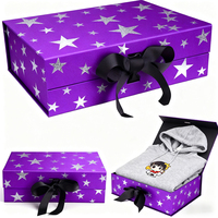 Boîte cadeau en papier pliable de luxe avec logo personnalisé, vente en gros, fermeture magnétique, avec ruban