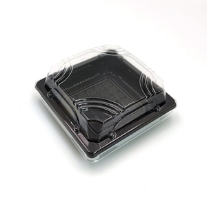 JY-81200 Beliebte Plastik-Sushi-Verpackungsschale Quadratisch mit Goldfolie für Lebensmittel mit Transparentem Deckel - Product Image 5