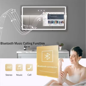 <span class=keywords><strong>Specchio</strong></span> TV da Bagno Moderno IP44 Impermeabile con Illuminazione LED Rettangolare, Lenti in Alluminio, Wi-Fi, Riproduzione Video e Design Grafico - Product Image 2