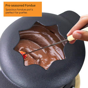 Ensemble à <span class=keywords><strong>fondue</strong></span> en fonte pour fromage, chocolat ou <span class=keywords><strong>viande</strong></span>-comprend un pot émaillé de 1.6 pintes, 6 fourchettes à <span class=keywords><strong>fondue</strong></span>, brûleur, support, base - Product Image 4