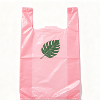 Sac de courses en plastique rose robuste, motif végétal uni, sac de transport, approvisionnement direct usine