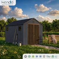 Abri de jardin Kenda APEX 8x12 gris foncé, pour le rangement des outils de jardin et une utilisation extérieure, avec porte verrouillable robuste.