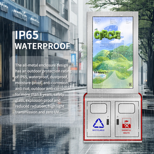 Poubelle à énergie solaire pour l'extérieur Boîte à lumière publicitaire à défilement Totem de panneau d'affichage extérieur personnalisé avec poubelle - Product Image 6