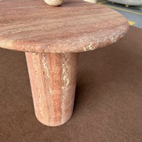 Table basse de luxe Dougbuild en marbre travertin rouge naturel cannelé, design moderne personnalisé, résistante à l'eau et au feu, en pierre naturelle