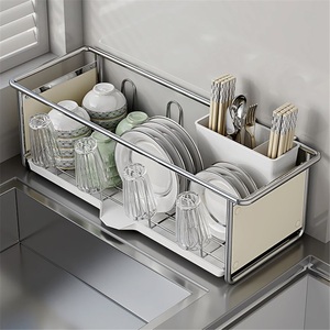Home <b>Kitchen</b> Stainless Steel Non-Folding Double Tier Towel Storage <b>Rack</b> with Waterproof Design Modern Standing Rectangle Shape - Product Image 2