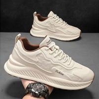 Baskets décontractées pour hommes, nouvelle collection été 2026, semelle épaisse rehaussante, respirantes, couleur unie, en cuir synthétique