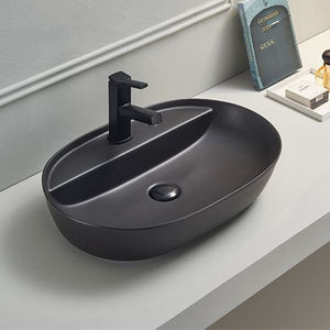 Экологически чистая мелкая раковина и черная цветная художественная керамическая раковина, керамический Овальный умывальник - Product Image 1