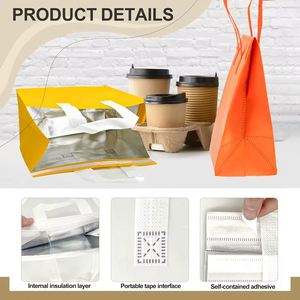 Customized Logo Disposable Aluminum Foil Non Woven Cooler Bag Food Delivery Thermal Insulated Takeaway Cooler Bag with Handle - Product Image 5