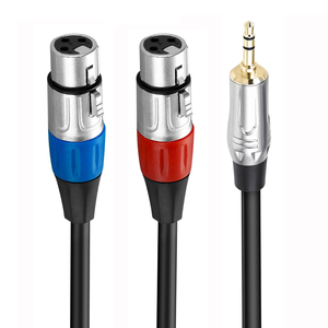 Bochara 3.5mm stéréo <span class=keywords><strong>Jack</strong></span> mâle vers double <span class=keywords><strong>XLR</strong></span> <span class=keywords><strong>femelle</strong></span> OFC câble Audio feuille + tressé blindé Audio professionnel 1m 2m 3m - Product Image 2