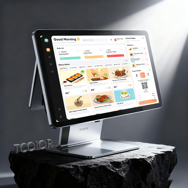 Pos Android Aluminium 15.6 Inch Dual Screen Pos windows Pos Machine Touch Screen windows 11 Cashier Desk for Retail Store