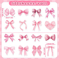 Autocollants décoratifs auto-adhésifs en forme de nœud rose, 500 pièces, pour boîte-cadeau, étiquettes de bénédiction, emballage cadeau, décalcomanies décoratives