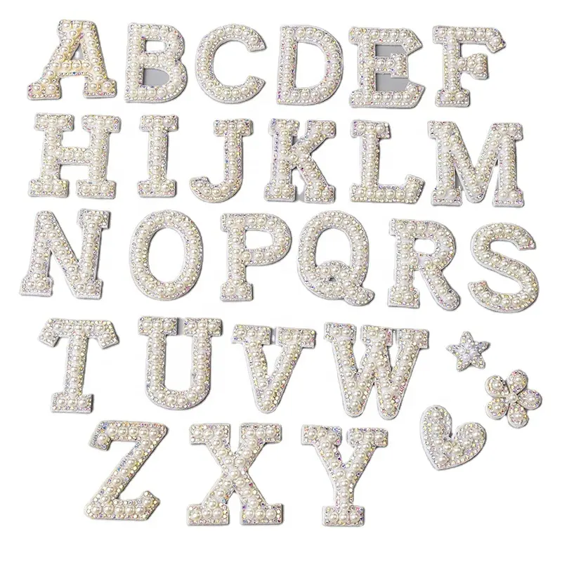 Fabriek Groothandel Strass Parel Patch Ab Crystal Diamant Kralen Letter Applique Non-Woven Alfabet Kleding Sticker Diy Naam