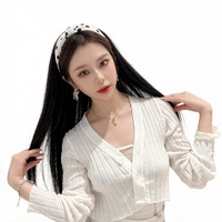 Perruque mi-tête ajustable en U, cheveux synthétiques raides, bandeau intégré, longue, à raie libre, résistante à la chaleur, 3 couleurs, 1 pièce