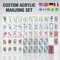 Jeu de tuiles de mahjong américaines en acrylique personnalisées, 160 pièces, nom gravé sur mesure, cadeau de luxe pour soirée de jeu en famille, usine OEM
