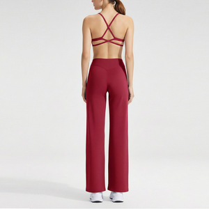 Completo Sportivo da <span class=keywords><strong>Donna</strong></span> per Yoga e Fitness: Reggiseno Sportivo Sexy con Schiena Scoperta e <span class=keywords><strong>Pantaloni</strong></span> a Zampa Aderenti - Product Image 5