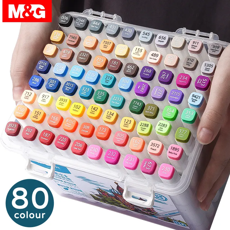 M&G Waterproof 12 24 36 48 60 80 Colors Dual Tip Permanent Artist Alcohol Based Paint Art Color Marker Pensart pen