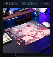 Grand tapis de souris professionnel en verre trempé givré personnalisé pour filles, idéal pour le gaming et les accessoires de bureau