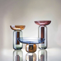 Vase en verre minimaliste pour mariage, style hydroponique, forme de champignon, cylindrique, épais, coloré, fait main, Mr Panda - Offre Spéciale