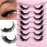 Cils artificiels doux, volumineux et effet naturel, 7 paires, style européen et américain, pour l'angle extérieur, allongés, bouclés, bande complète