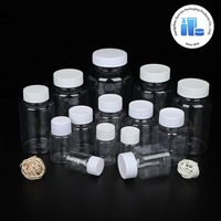 Bouteille en plastique transparent PET de 20 ml/50 ml/100 ml/200 ml/300 ml/500 ml avec bouchon à vis à large ouverture pour l'emballage de capsules