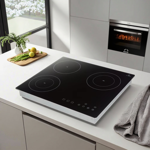 Table de cuisson encastrée en céramique avec 3 brûleurs à induction pour cuisines domestiques, appartements, hôtels - Product Image 3