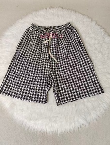 Shorts pour hommes à motif pied-de-poule, décontractés, coupe ample, taille élastique avec cordon de serrage, shorts d'été vintage en tricot texturé noir et <span class=keywords><strong>blanc</strong></span> - Product Image 6
