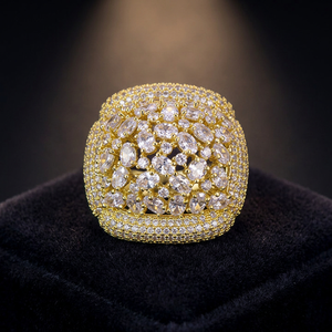 Luxury Women Yellow <b>Gold</b> <b>Cocktail</b> <b>Ring</b> With Marquise Cut Diamond Party Jewelry - Product Image 3