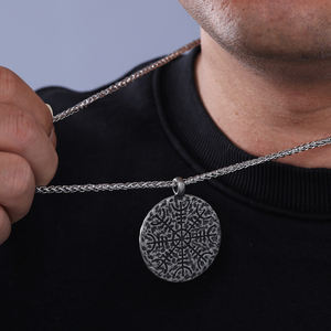 RTS paslanmaz çelik viking Symbol visir sembol kolye kolye Retro gri madalyon yuvarlak sikke erkekler paslanmaz çelik Charm kolye - Product Image 3