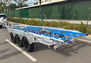 <span class=keywords><strong>Remorque</strong></span> pour <span class=keywords><strong>bateau</strong></span> en aluminium argenté HOIRO sur mesure de 30 à 33 pieds avec couchettes en poly, trois essieux, VIN CE DOT 5 tonnes, déplacement de <span class=keywords><strong>bateau</strong></span> - Product Image 3