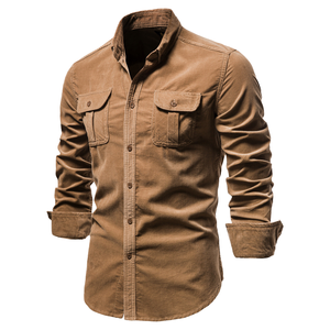 Camisa Casual de Negocios para Hombre, Estilo Vintage, Otoño 2025, Talla XL, Nuevo Diseño, Manga Larga, Corte Ajustado, Algodón Velour Estampado - Product Image 4