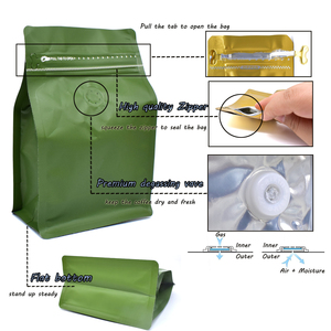 Isı Yalıtımlı Alüminyum Folyo Ayakta Duran Kahve Poşeti, Tekrar Kapanabilir Düz Tabanlı Plastik Ambalajlı, Valfli Çay Poşeti - Product Image 4