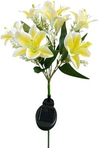 LED <strong>Solar</strong> Modern Garden Lamp Waterproof IP65 Outdoor Artificial Lily <strong>Flowers</strong> with Warm White Night Pathway Lawn <strong>Light</strong> - Product Image 2