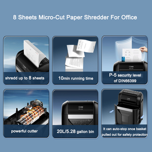 Déchiqueteuse <span class=keywords><strong>de</strong></span> documents professionnelle OEM ODM P5 2*15 mm pour bureau et domicile, micro-coupe sécurisée avec bac <span class=keywords><strong>de</strong></span> 20 L - Product Image 2