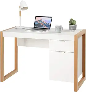 Wooden Home Desk with Drawers and Cabinet Laptop Workstation Study Writing Desk Ideal Bedroom Home Office