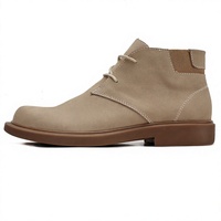 Bottes décontractées mi-montantes vintage pour hommes, en cuir véritable, à lacets, tendance, pour le travail, automne-hiver, avec semelle en caoutchouc