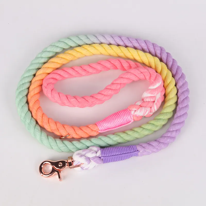 OKEYPETS Best Welcome Fashion Cotton Strong Pet Horse Lead Handmade Colorful Ombr Dog Rope guinzaglio