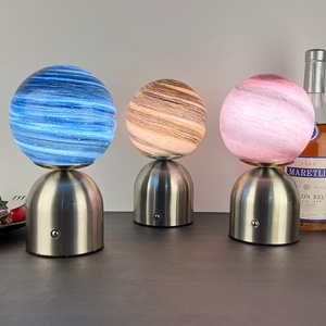 <span class=keywords><strong>Lampe</strong></span> de table rechargeable au design nordique avec lumière d'ambiance ciel étoilé pour restaurants et cafés en extérieur, abat-jour transparent, veilleuse - Product Image 3