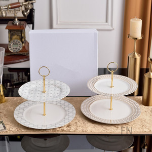 Lemon Series Eco-Friendly Bone China Multi-layer Dessert Fruit Plate <strong>Cake</strong> <strong>Stand</strong> 2-Piece 2-Layer <strong>Set</strong> - Product Image 5