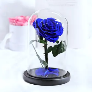 7-8cm Grade A Forever fleurs éternelles plantes en forme de coeur préservé Rose en verre pour la Saint-Valentin cadeau de fête des mères