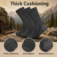 Chaussettes de randonnée matelassées épaisses pour hommes et femmes, avec soutien de la voûte plantaire, talon et bout renforcés, tricot chaud pour le trekking, le trail et le camping