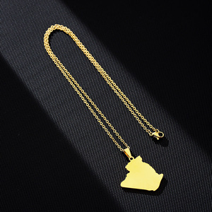 Collar con <span class=keywords><strong>Mapa</strong></span> de Afganistán, África, Argelia, Egipto, Etiopía, Irán, Irak, Cachemira, Kenia, Kuwait, Líbano y Libia en Acero Inoxidable y Oro de 18K - Product Image 5