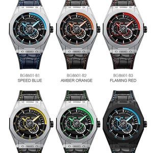 Montre mécanique automatique pour homme BG8601-B German King Speed Series, montre-bracelet de luxe tendance, bracelet en cuir véritable - Product Image 6