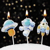 Enfants Anniversaire Astronaute Thème Bougie Décorations De Fête Dessin Animé Vaisseau Spatial Astronaute Gâteau Topper Props