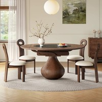 Table et chaises multifonctionnelles en bois massif de style simple, extensibles, avec plaque à induction, adaptées à la maison, aux restaurants et aux hôtels