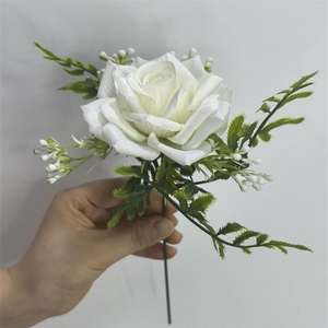 ช่อดอกไม้ประดิษฐ์ DIY สำหรับตกแต่งโต๊ะวันเกิด กิ่งดอกกุหลาบพลาสติกสั้น - Product Image 5