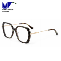 Monture optique hexagonale en acétate sur mesure OEM, taille 54-15-142, vision haute définition pour adultes unisexes, fabricant chinois