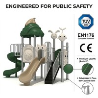 Module de terrain de jeux SageDelightRides ODM avec toboggan ondulé et unité de balançoire intégrée pour enfants, en LLDPE et acier galvanisé, pour parcs communautaires, OEM